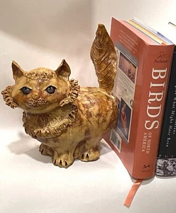 Mary Fortna Art Pottery Cat Sculpture California Artist Bookshelf Bookend - Picture 1 of 7