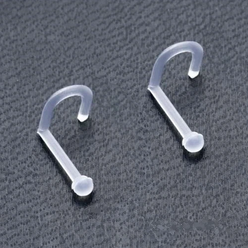 1x 18g 7mm Long Clear Flexible Acrylic Nose Screw Ring Stud Piercing 2mm Ball - Image 1 of 1