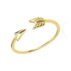 Dainty Yellow Gold Plated Arrow Wrap Around Adjustable Ring 925 Size 10