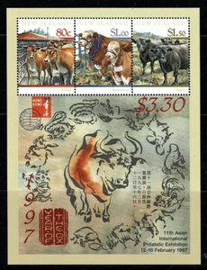 New Zealand 1997 Year of the Ox 11th Asian Exhibition Minisheet MNH - Foto 1 di 1