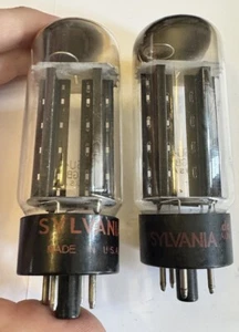 NOS Matched Pair 5U4GB /5AS4A Legendary Black plate Sylvania Red Tall Rectifiers - Picture 1 of 15