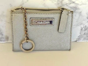 Calvin Klein Mini ID Holder Card Case Zip Wallet with Key Chain - Picture 1 of 2