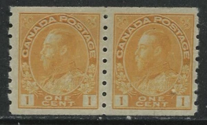 Canada 1923 1 cent orange Admiral Coil pair mint o.g. hinged - Picture 1 of 1