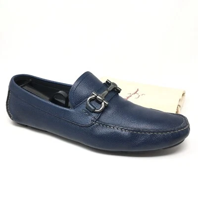 Salvatore Ferragamo Parigi Bit Mocasines Mocasines Zapatos Para Hombre Talla 10 Cuero Azul Foto 1 de 4