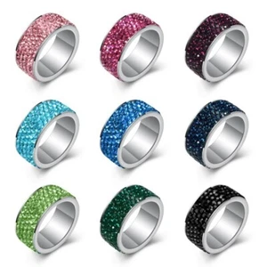 5 Rowes Engagement CZ Ring Women's Stainless Steel Silver Wedding Band Size 6-12 - Imagen 1 de 22