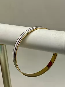 Vintage Gold And White Color Monet Bangle Bracelet - Picture 1 of 12