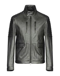  Michael Kors Men's Leather Biker Jacket RRP: £900.00  - Picture 1 of 5