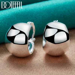 Pendientes de aro en forma de huevo liso de plata esterlina 925 doteffil joyería - Imagen 1 de 5