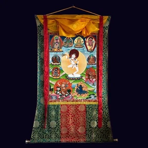 Pintura Machig Labdron Thangka, Brocado de Seda Hecho a Mano Montado Machig Labdron - Imagen 1 de 9