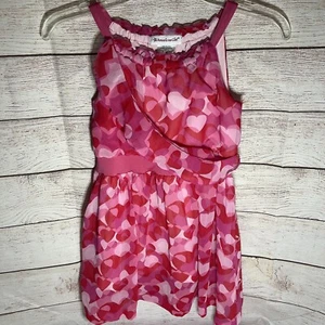 American Girl Truly Me Dress Girls Size 10 Red  Pink Hearts Ruffled Lined - Picture 1 of 5