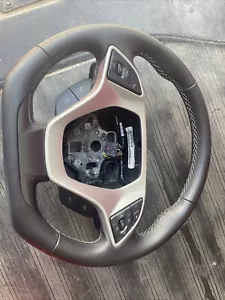 2014-2019 C7 Corvette Automatic Leather D-Shaped Steering Wheel Gray Stitching - Picture 1 of 24