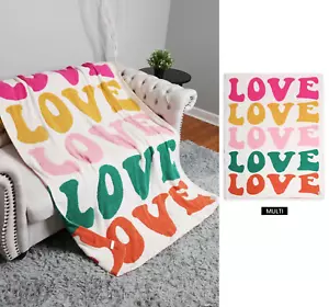 ComfyLuxe Multi-Colored Love Pattern Throw Blanket - Picture 1 of 5