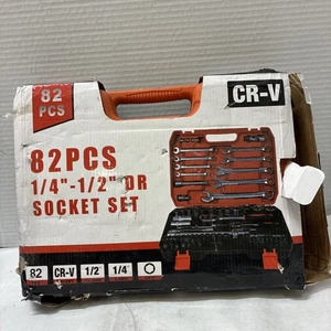 82pcs Socket Wrench Set with 1/2" 1/4" Ratchet Wrenches Mechanics Tools Case - Picture 1 of 4