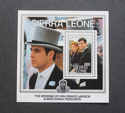 SIERRA LEONE - 1986 SCARCE SURCHARGED ANDREW WEDDING 50e S/SHEET UNUSED MNH RR - Image 1 of 2