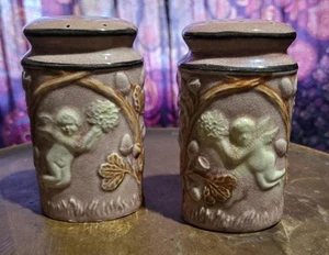 Antico scuotitore vittoriano cherubino vanità polvere rosa ceramica shabby chic - Foto 1 di 4