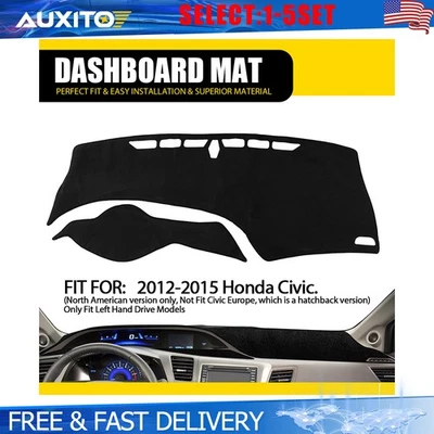 Capa preta Dashmat painel almofada para Honda Civic 2012-2015 Left Drive LHD 1-5X - Imagem 1 de 4