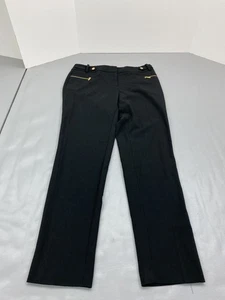 Calvin Klein Pants Womens 4 Black Slim Straight Gold Zip Pockets Dress Work - Picture 1 of 11