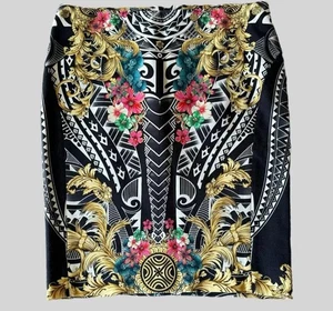 Falda Versace Mujer 42 Negro Dorado Barroco Floral Lápiz Medusa Botón Bulgaria - Imagen 1 de 8