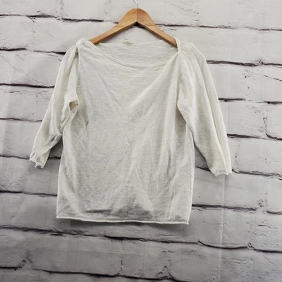 Suéter Eileen Fisher Mujer Pequeño Blanco Lino Orgánico Algodón Tejido Pullover Foto 1 de 4
