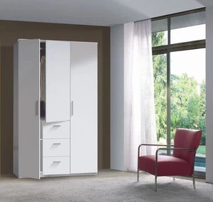 Armadio salvaspazio Luma Artic bianco piccolo stretto 3 ante 3 cassetti larghezza 117 cm - Foto 1 di 4