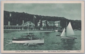 Alpine Resort Hotel and Observatory, Egg Harbor, Wi. 1933 Linen Postcard - Picture 1 of 2