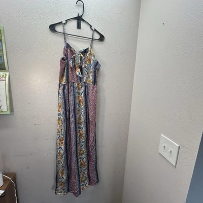 Maxi Vestido Floral Banda de Gitanos Corbata Frontal Estampado Boho Estampado Foto 1 de 4