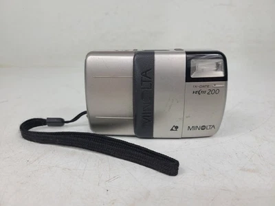 Minolta Vectis 200 IX-Date Silver Point & Shoot APS Film Camera (TESTED) - Image 1 of 4