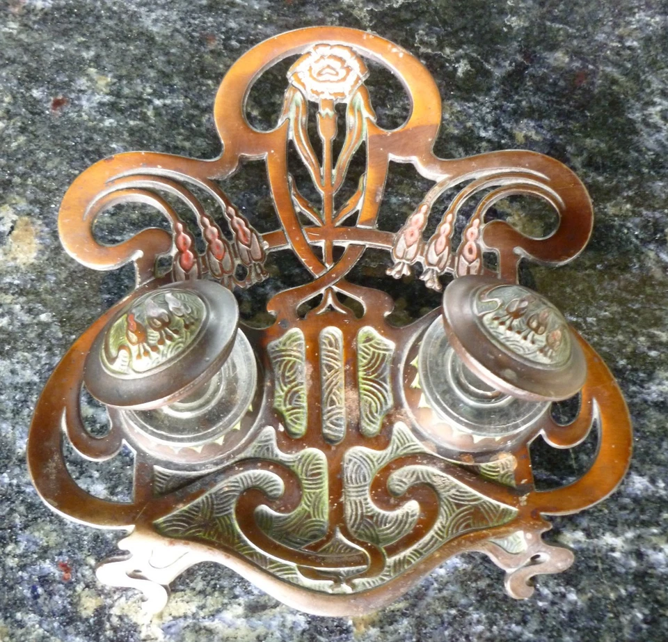 Jugendstil art nouveau Schreibtisch Garnitur Blüten Paradies top rar chic super - Bild 1 von 4