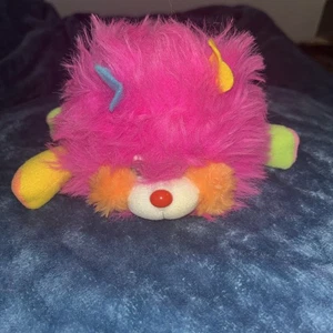 1986 Puffling Popples Pink Blue Mini 5" Plush w/ Joke Card Vintage Mattel EUC - Picture 1 of 8