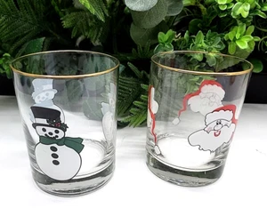 Festive Santa & Snowman Cocktail Glasses – Clear Glass, Set of 2, Holiday Barwar - Picture 1 of 7