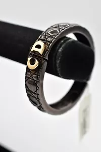 Brazalete Christian Dior Vintage Logo CD Negro Metal Acolchado Firmado Bin4 - Imagen 1 de 10