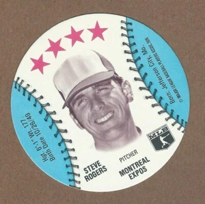 1976 Baseball runde Scheibe Steve Rogers Expos MLBPA Logo/leere Rückseite  - Bild 1 von 1