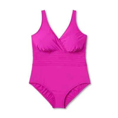 Traje de baño de una pieza con detalle de cintura UPF 50 para mujer - verde aguamarina 17 Foto 1 de 2