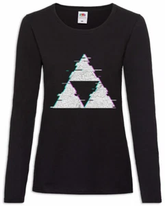 Triforce Glitch Damen Langarm T-Shirt Symbol Logo Zelda The Power Hyrule - Picture 1 of 1
