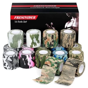 FRESINIDER 16 Rolls Self Adhesive Wrap Athletic Tape Gauze,Medical Bandage,Br... - Picture 1 of 6