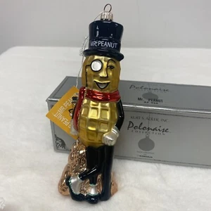 Mr. Peanut Planter Raro Adorno de Navidad Kurt Adler Polonesa VIDRIO 7" NOS - Imagen 1 de 10
