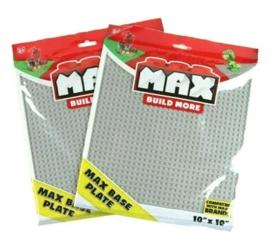 Lot of 2 Max Base Plate 10" x 10" Gray Building Block Base New Sealed - Image 1 of 2