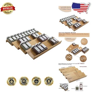 Expandable Bamboo Spice Rack Drawer Organizer - 8-Piece Set for Custom Storage - Picture 1 of 9