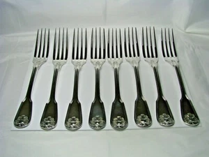8 CHRISTOFLE SILVER PLATED FORKS DINNER FORKS Fiddle Thread & Shell ca1844-1862 - Picture 1 of 12