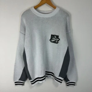 AVIREX Knit Sweater Big Logo One point Logo embroidery Secondhand Gray Size M - Picture 1 of 7