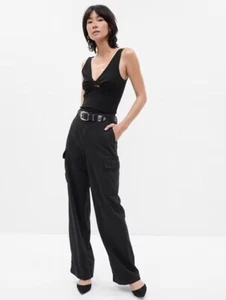 GAP 90's Loose Cargo Wide Leg Y2k Grunge Black Baggy Size 18 Pants #798433 RT$90 - Picture 1 of 6