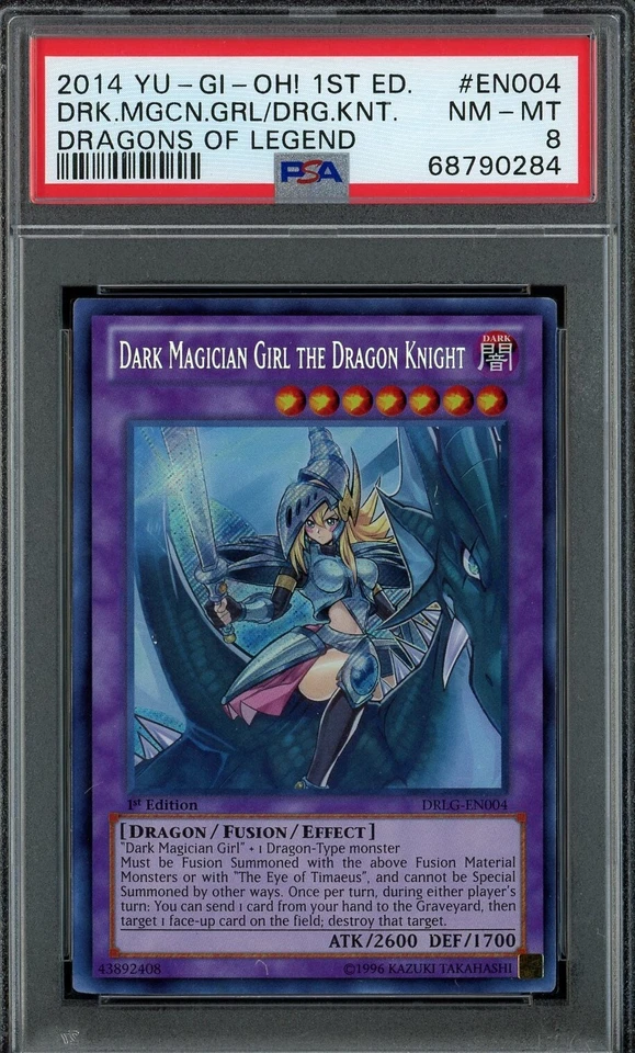 Yugioh 1st Dark Magician Girl The Dragon Knight DRLG-EN004 PSA 8 NM MINT SECRET - Image 1 of 1