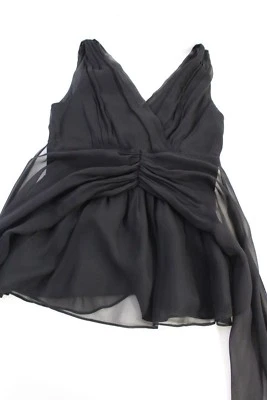 Miguelina Black Sheer Sheer Layered Tie back Peplum Strapless Top Sz XS - Image 1 of 3