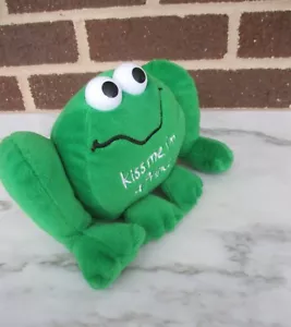 Jerry Elsner Pets Green FROG "Kiss Me I'm A Prince" Stitched Front 6" Sit Plush - Picture 1 of 5