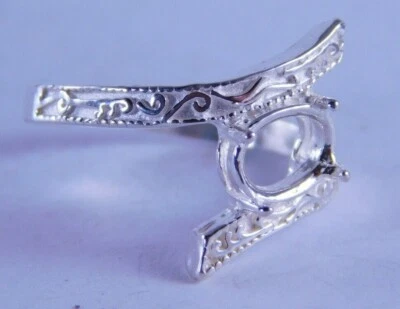 6312 STERLING SILVER RING SETTING, 8X6 MM OVAL FACETED GEMSTONE, SIZE 7.5 - Image 1 of 3