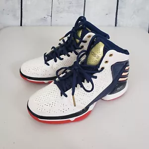 Adidas Derrick D Rose 773 Jugend Jungen Muster Basketballschuhe 3,5 weiß navy RAR - Bild 1 von 11