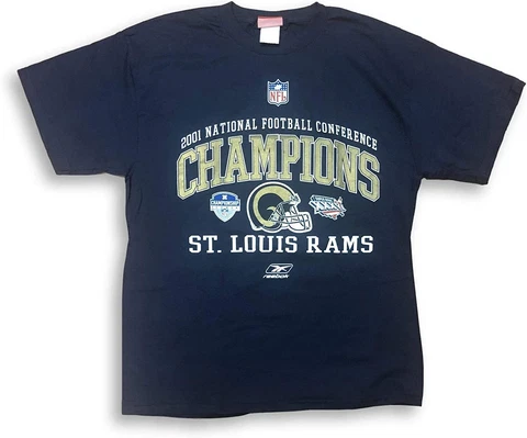 Reebok St. Louis Rams 2001 NFC Champions XXXV Men's T-Shirt Cover