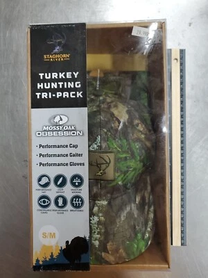Staghorn River Mossy Oak Turkey Hunting Pack - Hat Gaiter Gloves - Size S/M - Image 1 of 4