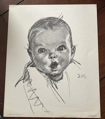 Gerber Products Co, 1931 THE GERBER BABY Print Signed DHS 8" by 10" - Image 1 of 3