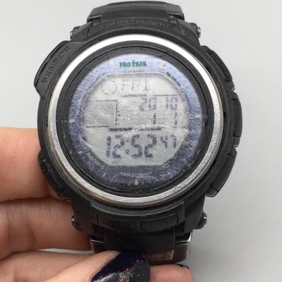 Casio Pro Trek 3258 PRW-2500 Watch Men 46mm Solar Triple Sensor BROKEN BAND - Image 1 of 4